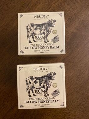 2x NBUDIY Beef Tallow Honey Balm Face & Body Cream 4.23 oz Grass Fed Sealed